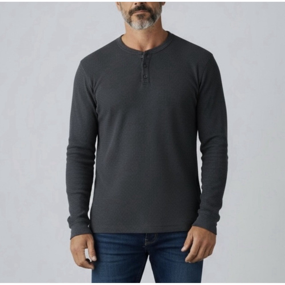 Architect Waffle Knit Henley Mens XL Gray
